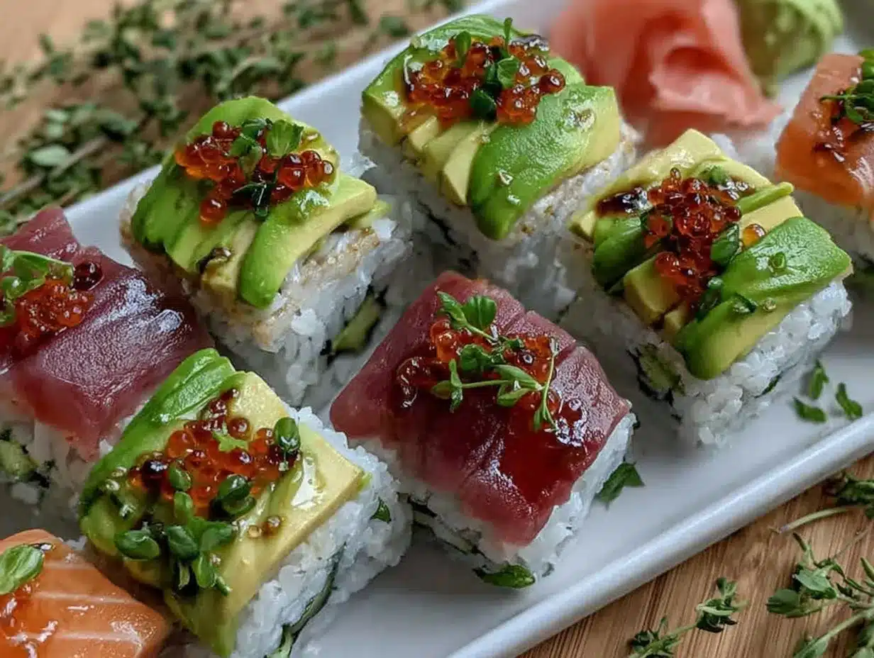 fresh spring sushi rolls preparation steps