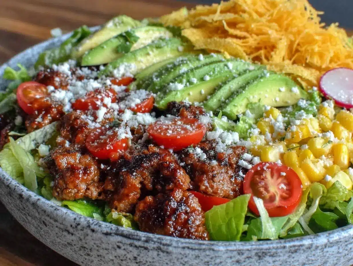 fresh taco salad bowl preparation steps