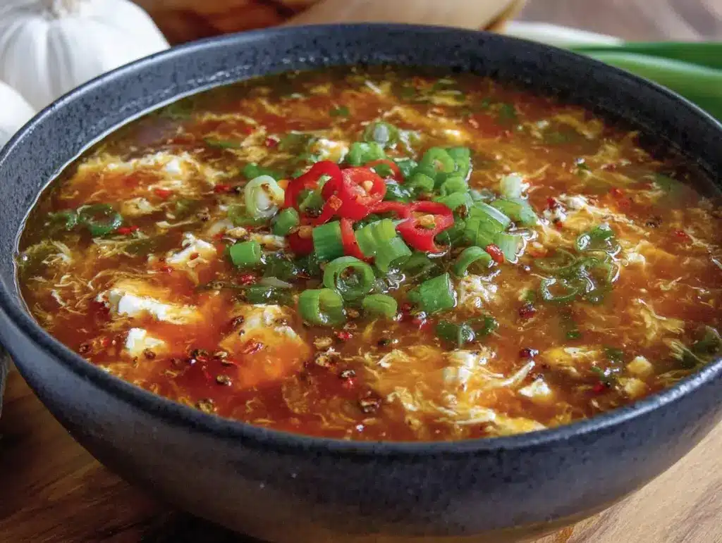 hot and sour soup with tofu and shiitake mushrooms - featured image