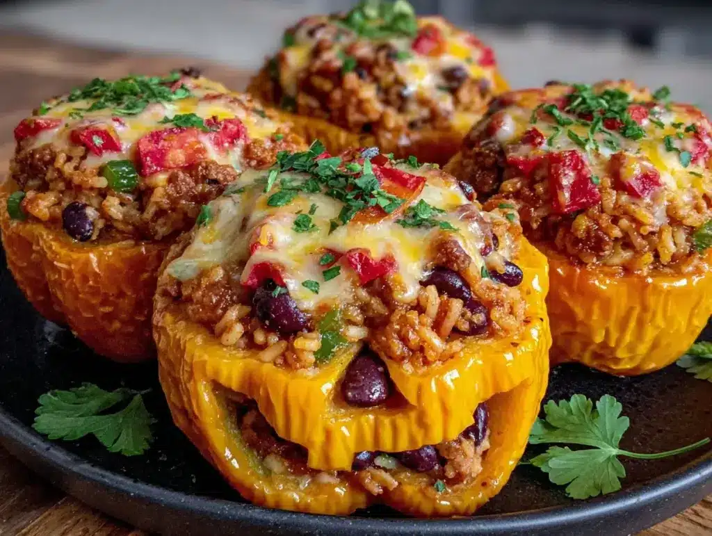 Jack-O-Lantern Stuffed Peppers - featured image