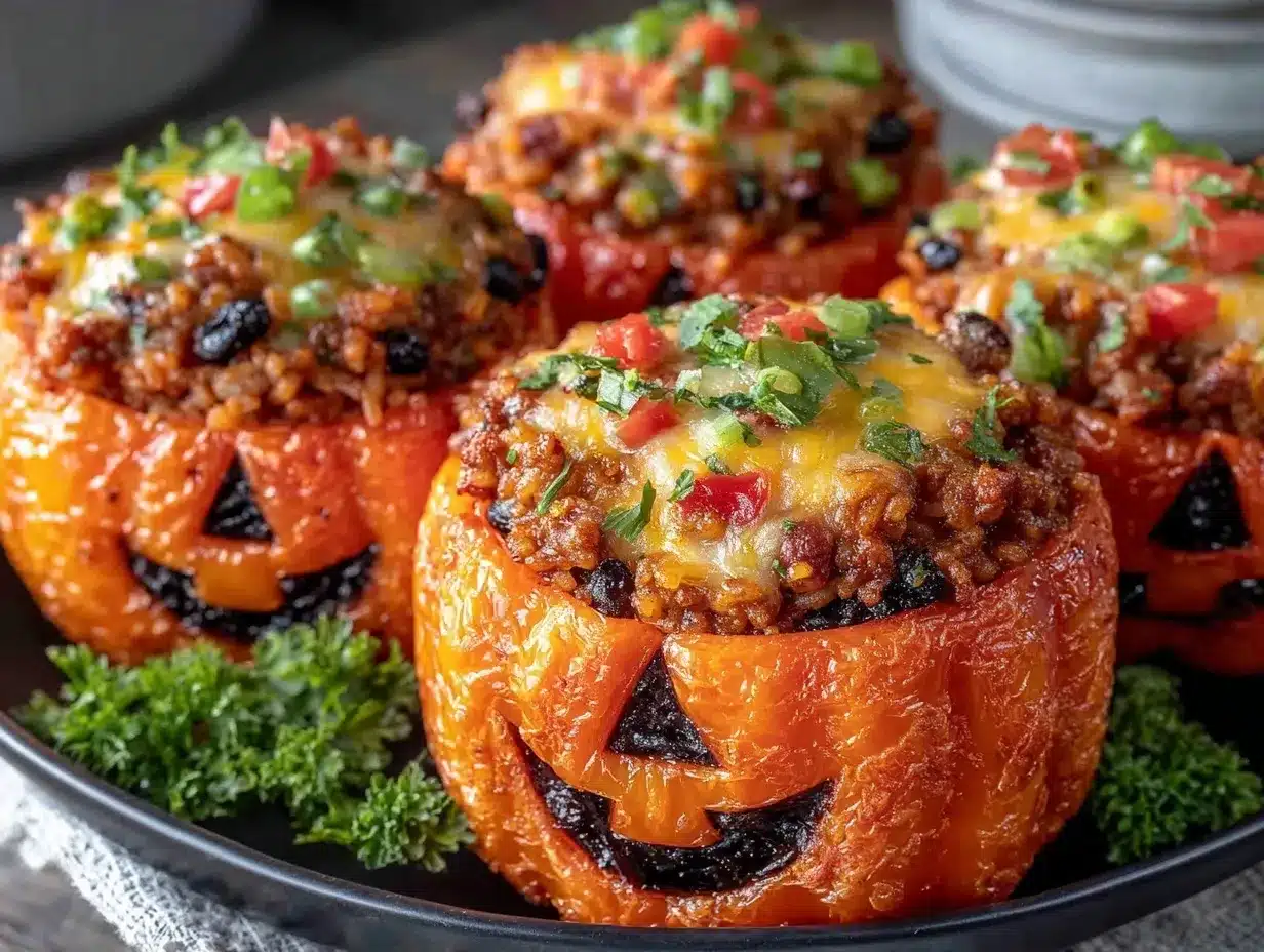 Jack-O-Lantern Stuffed Peppers preparation steps