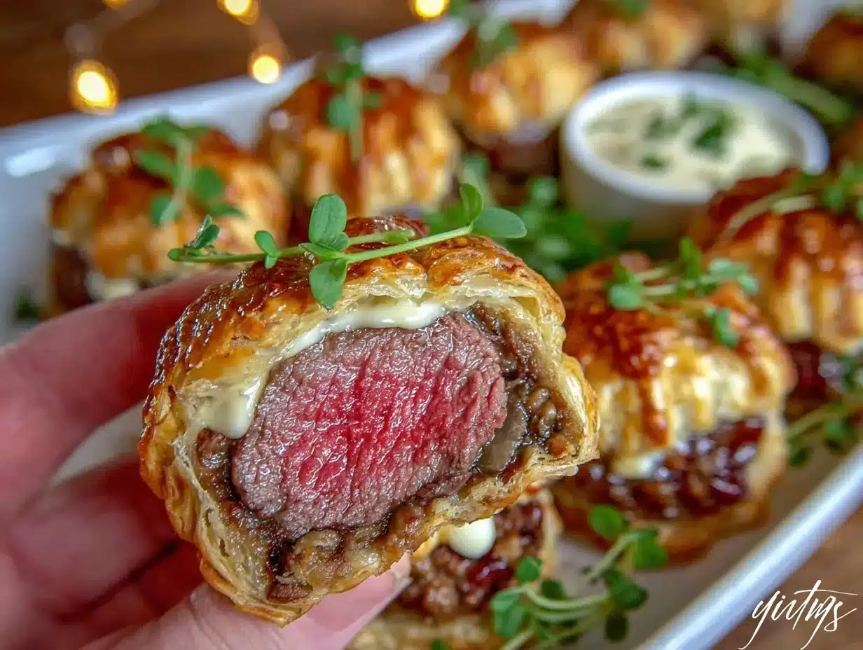 mini beef Wellingtons preparation steps