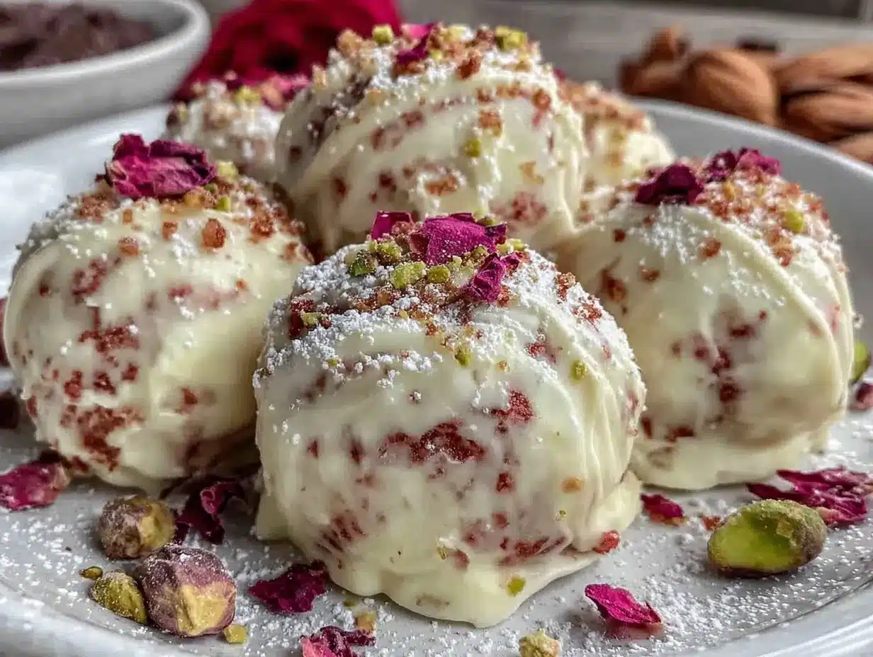 pink chocolate truffles preparation steps