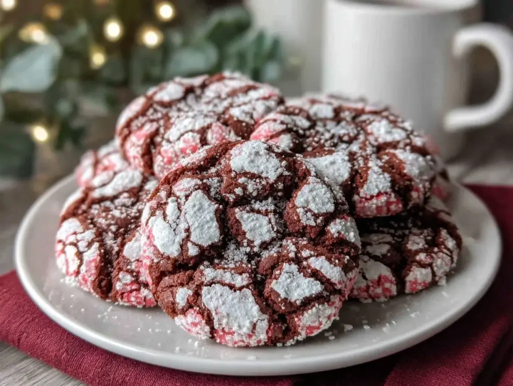 red velvet crinkle cookies - featured image