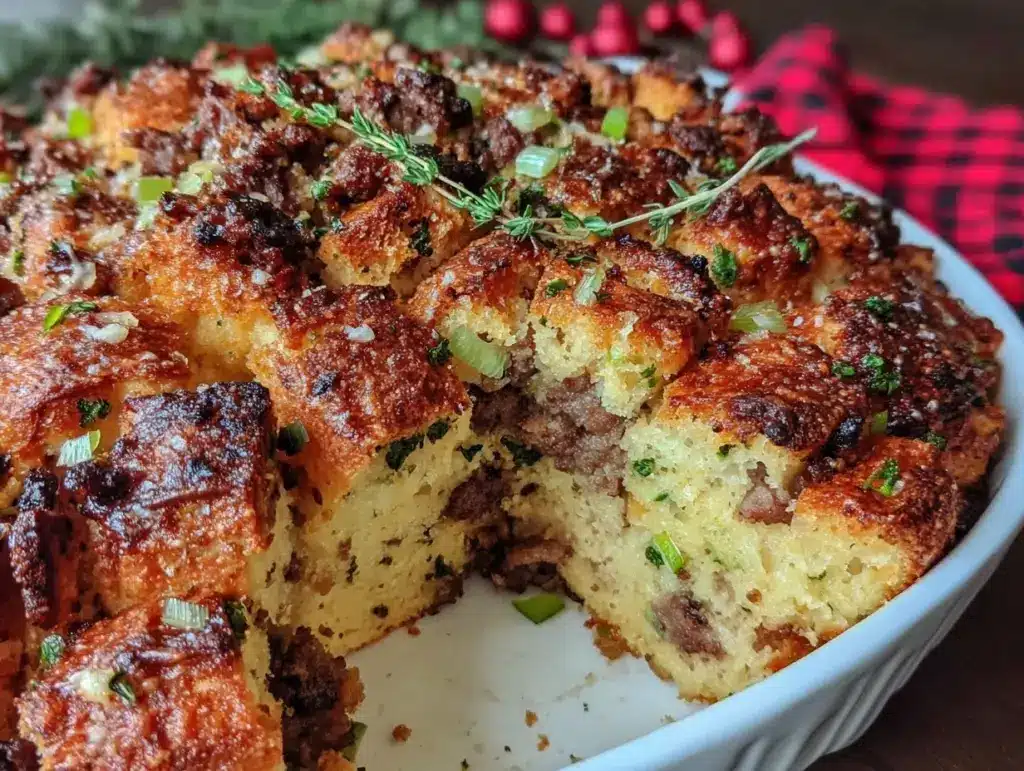 sausage cornbread stuffing - featured image