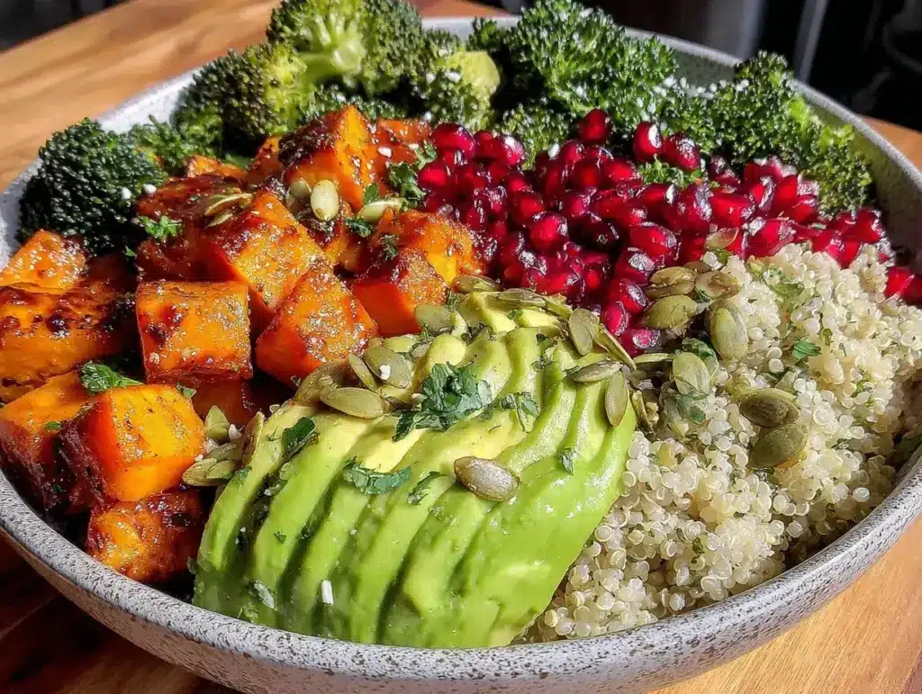 wholesome grain bowl with roasted sweet potato avocado - featured image