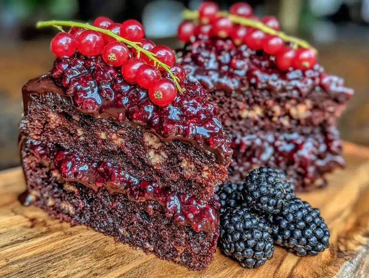 black velvet cake with blackberry compote preparation steps