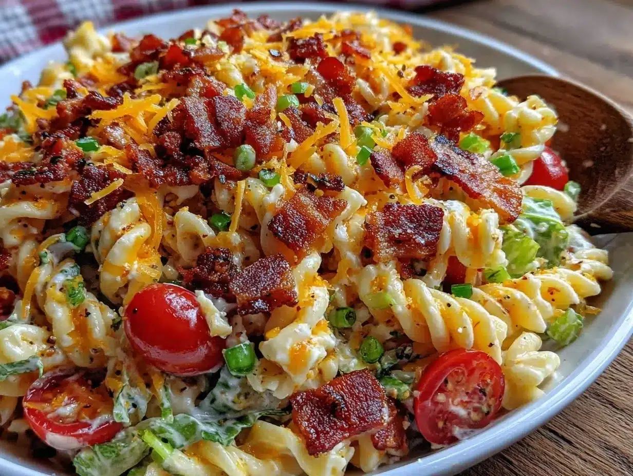 BLT pasta salad preparation steps