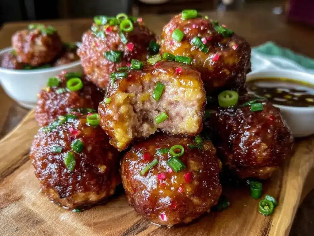 bourbon glazed cocktail meatballs - featured image