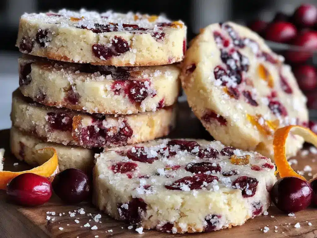 buttery cranberry orange shortbread cookies - featured image