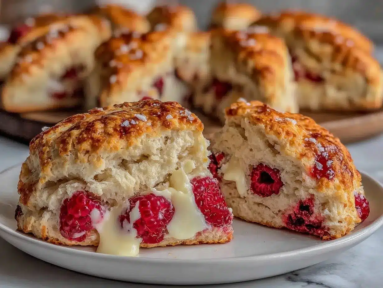buttery white chocolate raspberry scones preparation steps