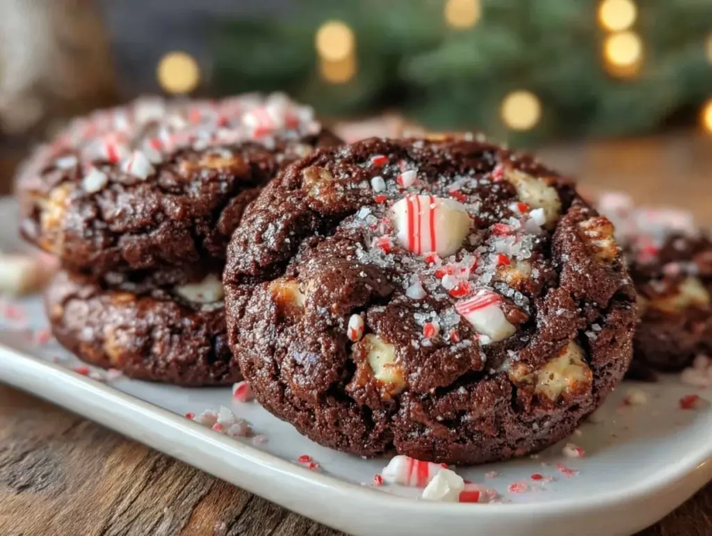 Candy Cane Double Chocolate Cookies - featured image