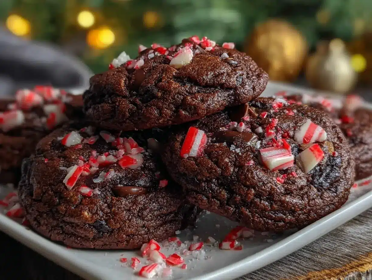 Candy Cane Double Chocolate Cookies preparation steps