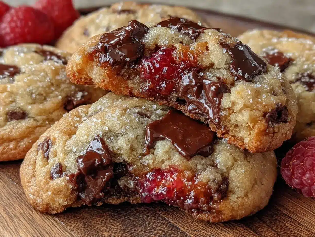chewy raspberry chocolate chunk cookies preparation steps