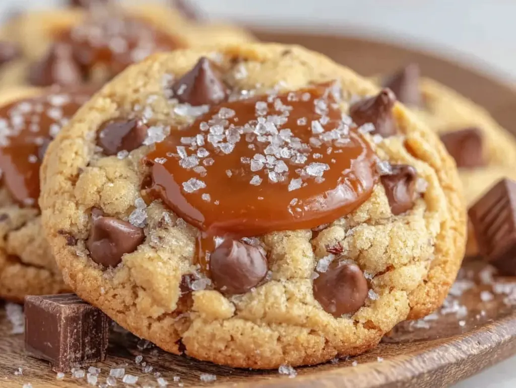 chewy salted caramel cookie recipe - featured image