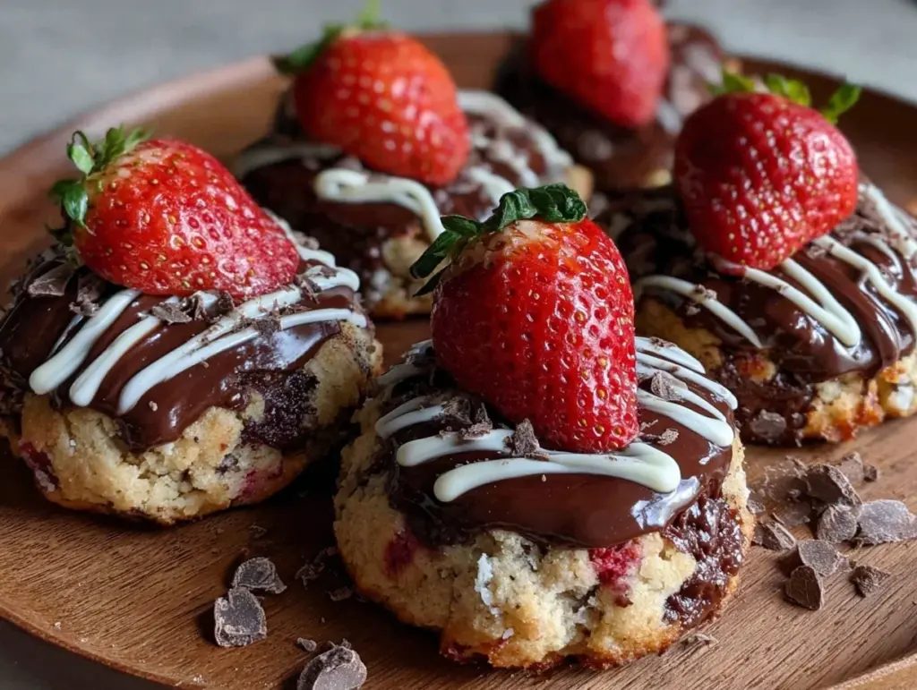 chocolate-dipped strawberry cookies - featured image