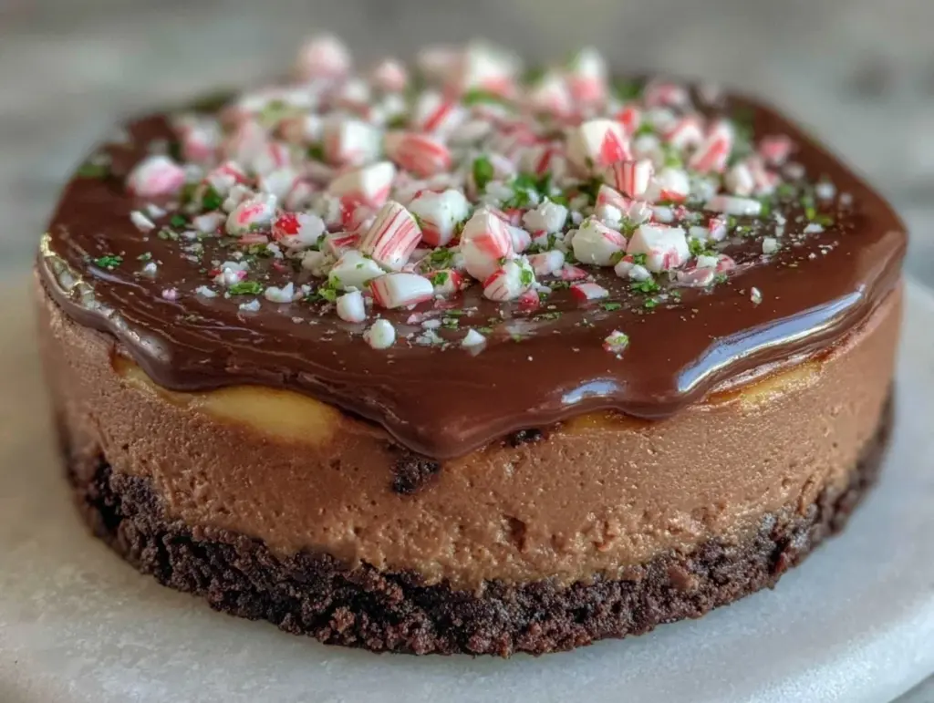 chocolate peppermint cheesecake - featured image