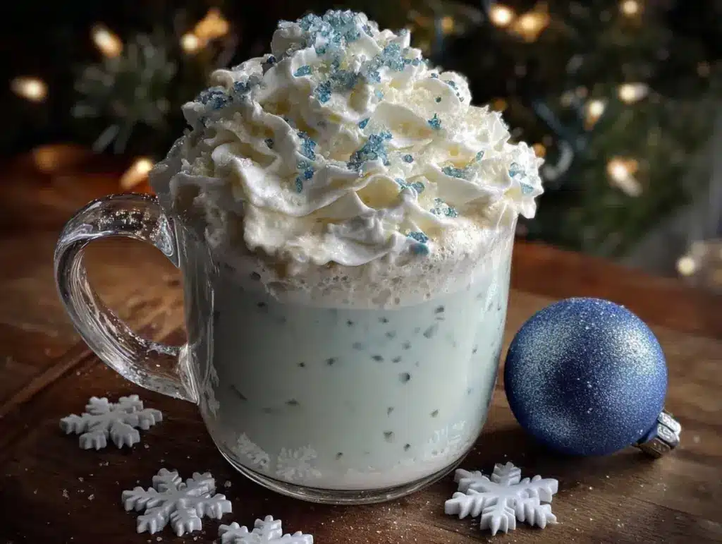 creamy blue christmas cocoa - featured image