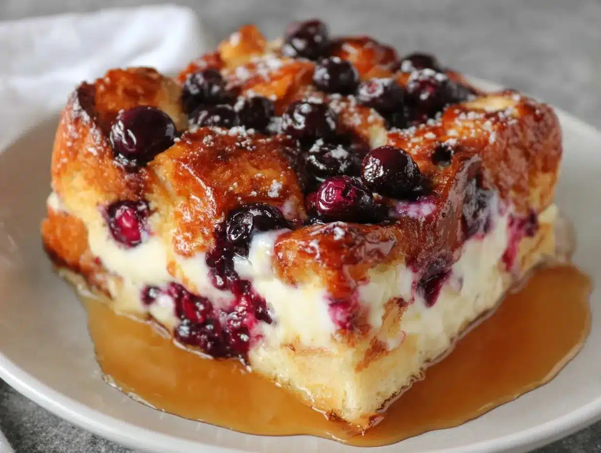 Creamy Blueberry Cream Cheese French Toast Casserole preparation steps