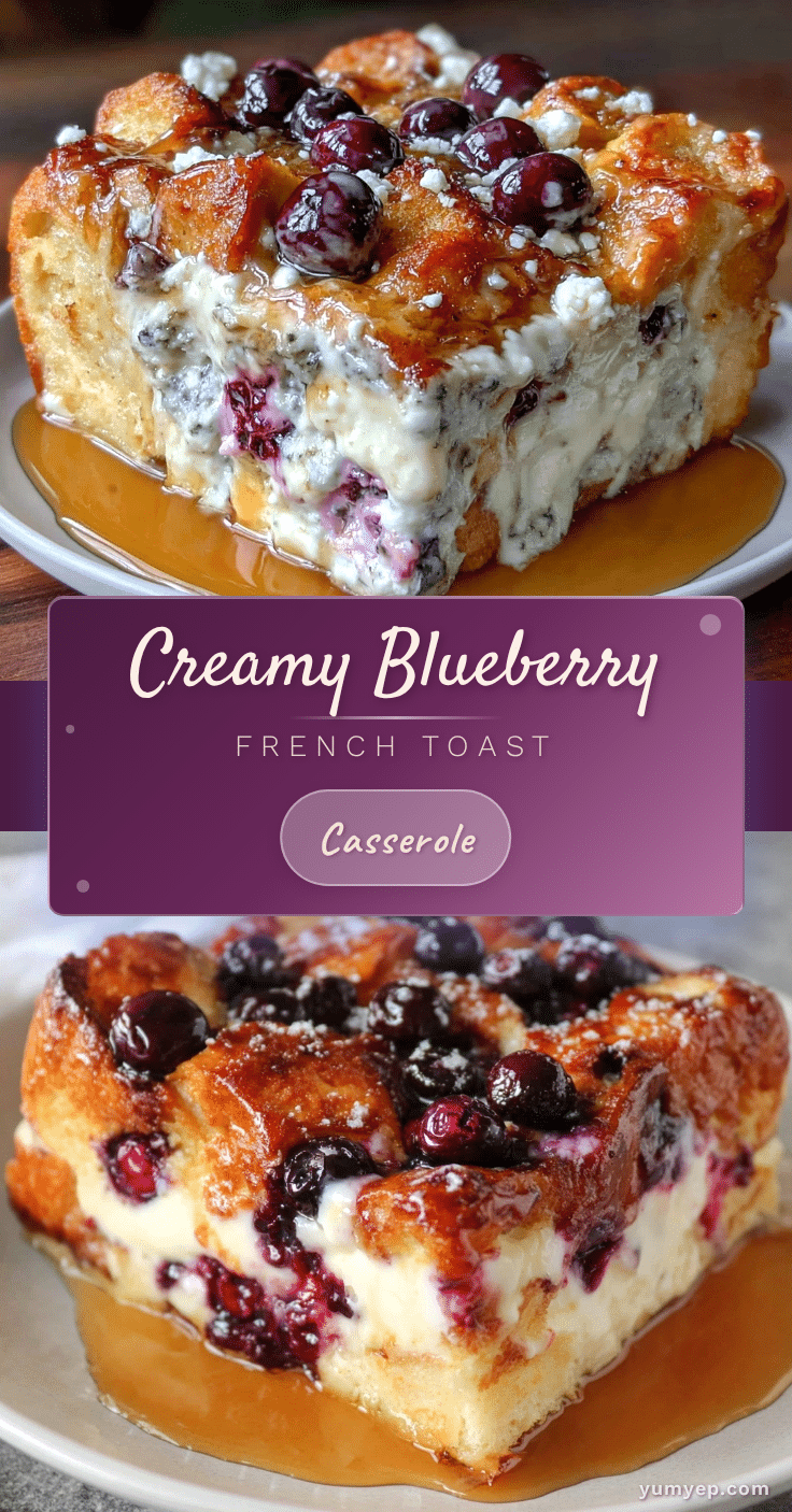 Creamy Blueberry Cream Cheese French Toast Casserole recipe