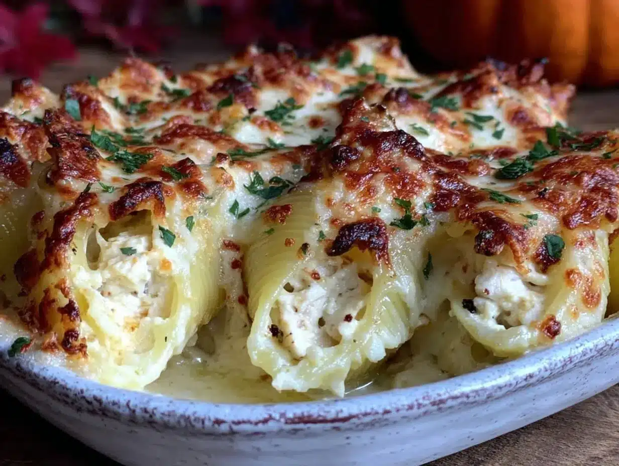 creamy chicken Alfredo stuffed shells preparation steps
