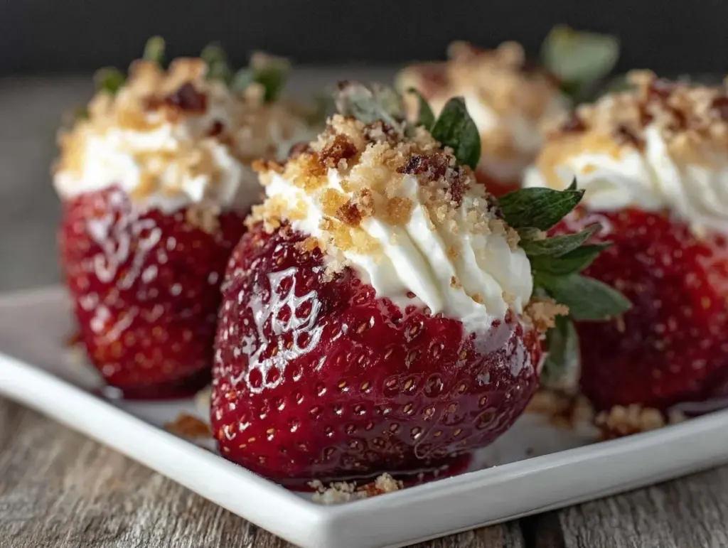 creamy deviled strawberries - featured image