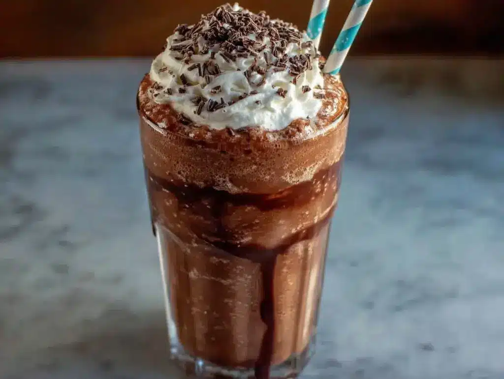 creamy frozen hot chocolate recipe - featured image
