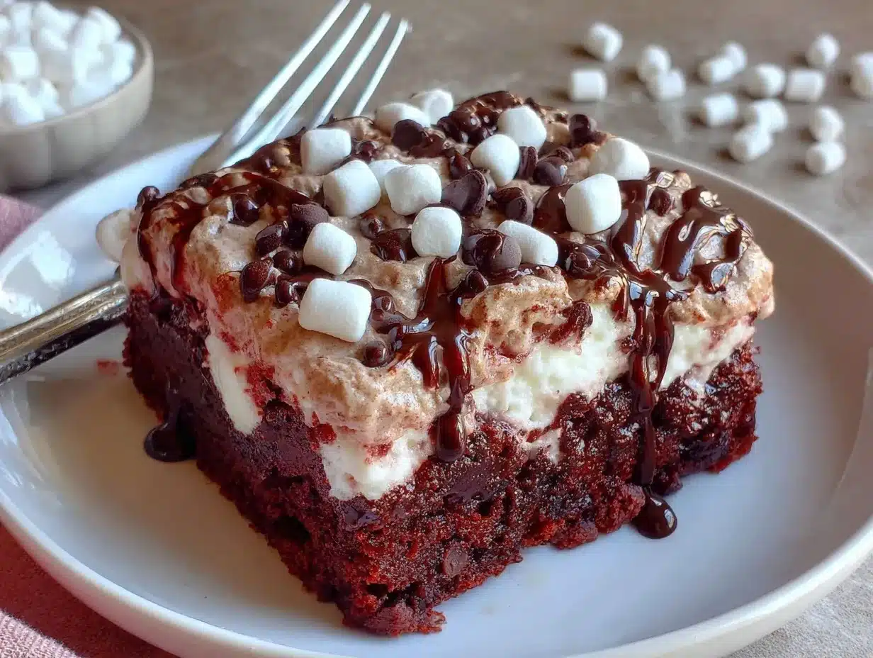 creamy hot chocolate poke cake preparation steps