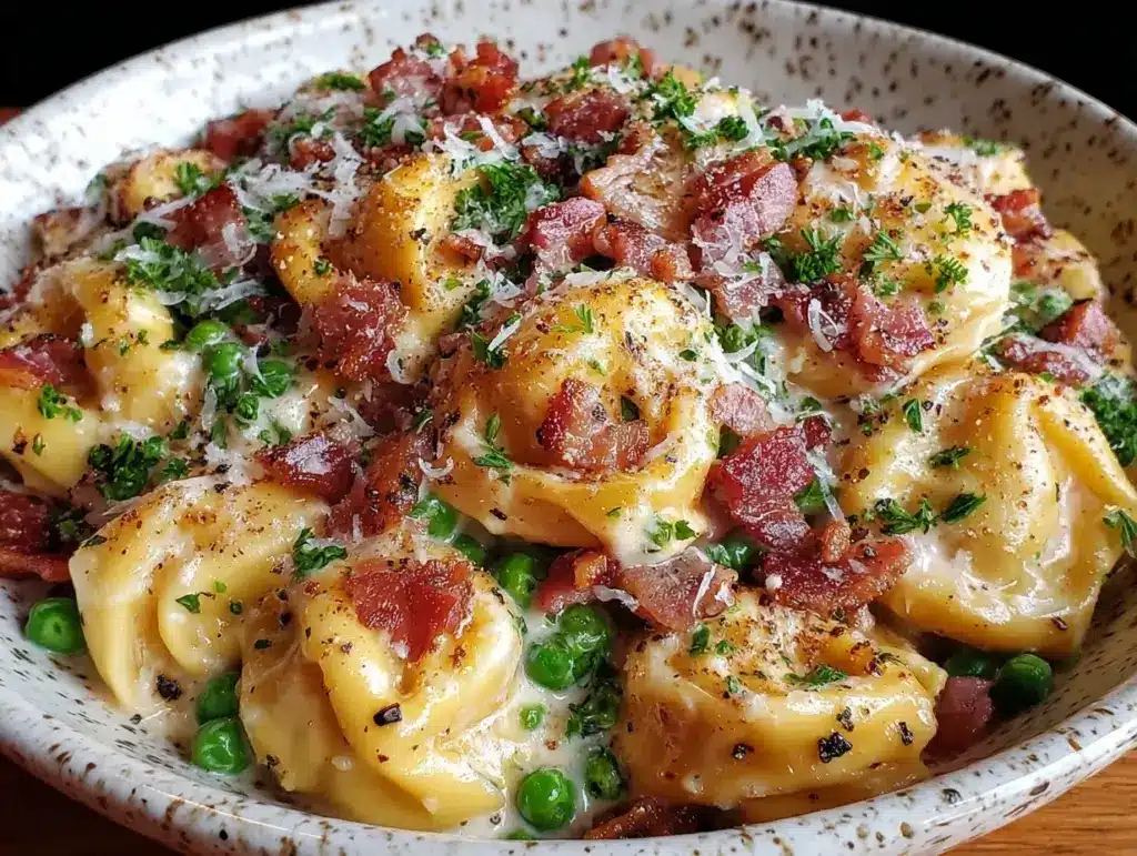 creamy Italian tortellini carbonara - featured image