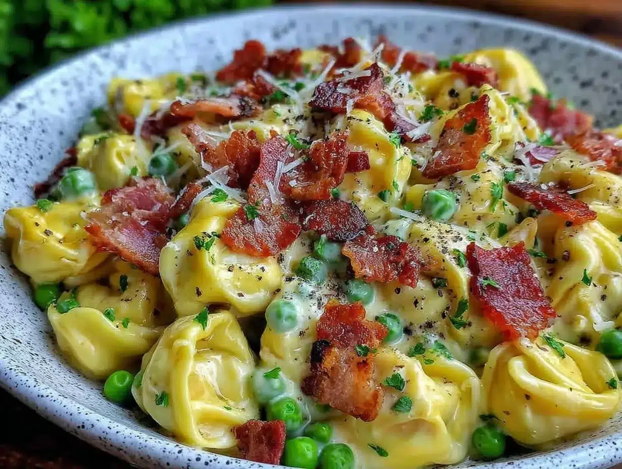 creamy Italian tortellini carbonara preparation steps