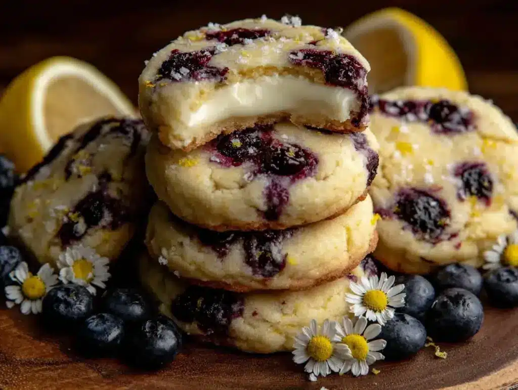 Creamy Lemon Blueberry Cheesecake Cookies - featured image