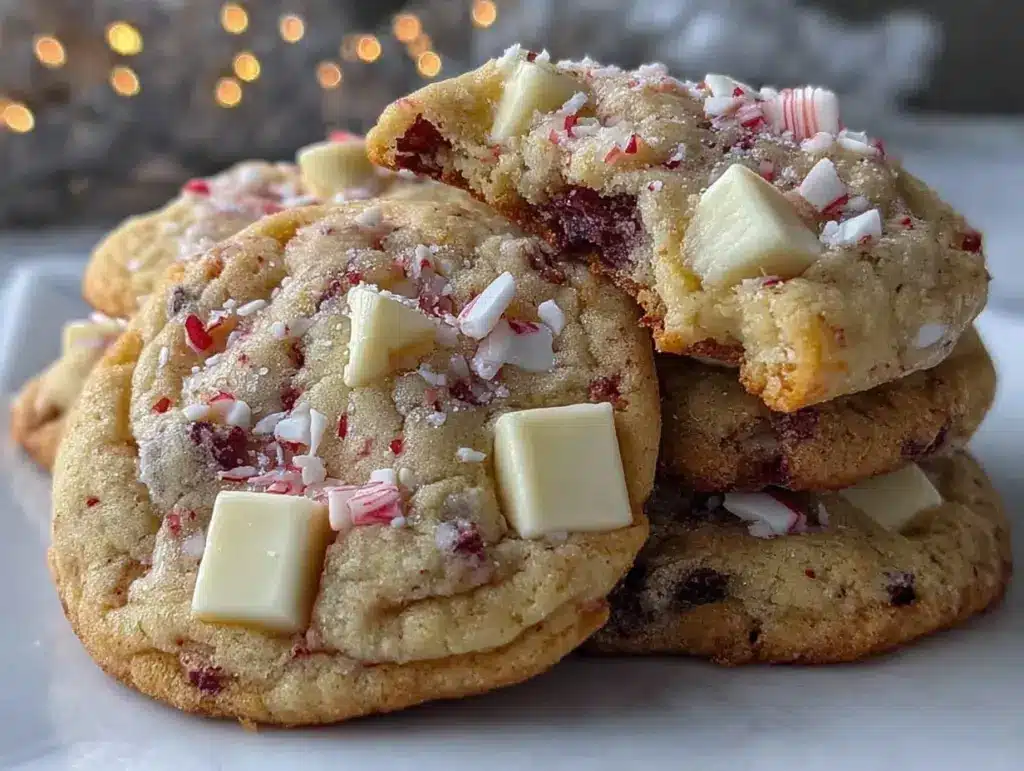 creamy peppermint white chocolate pudding cookies - featured image