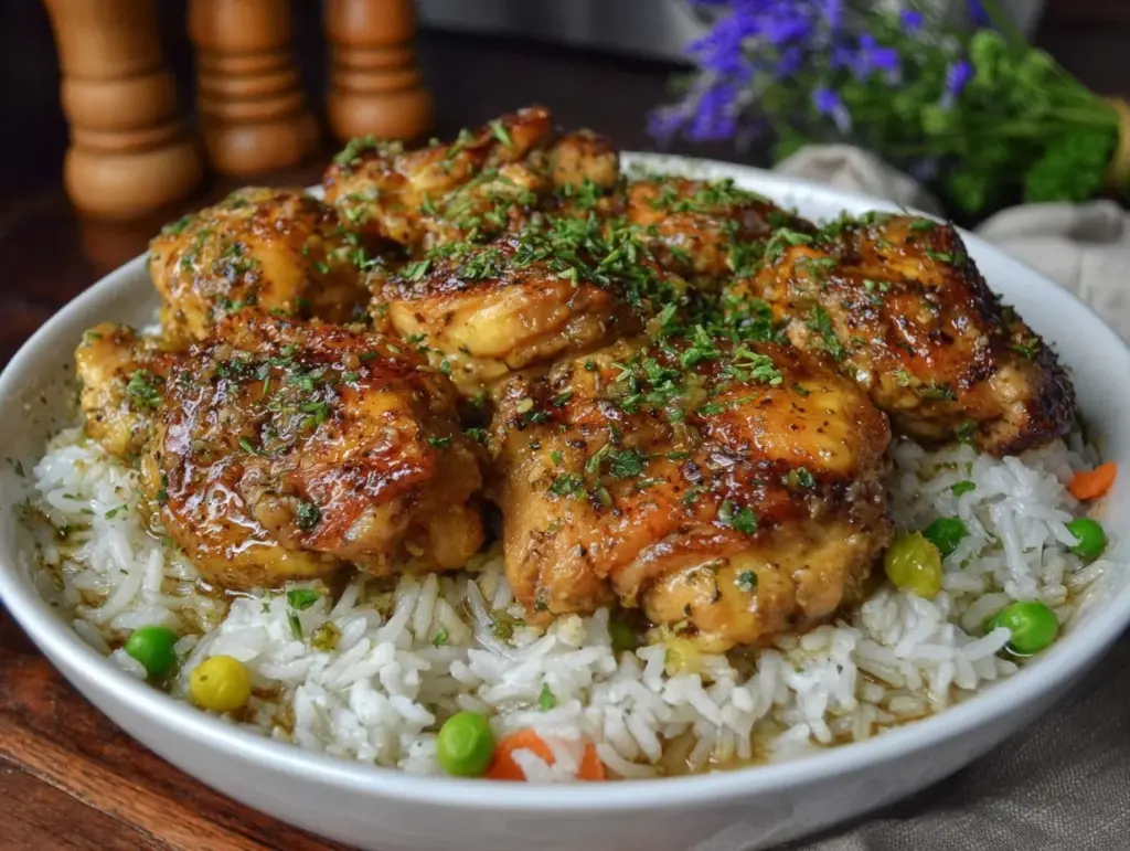 creamy pressure cooker chicken and rice - featured image