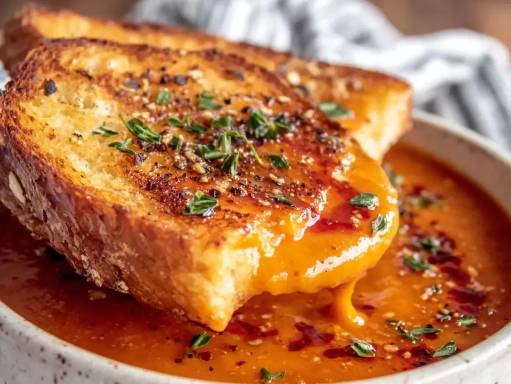 creamy roasted red pepper and smoked gouda soup - featured image