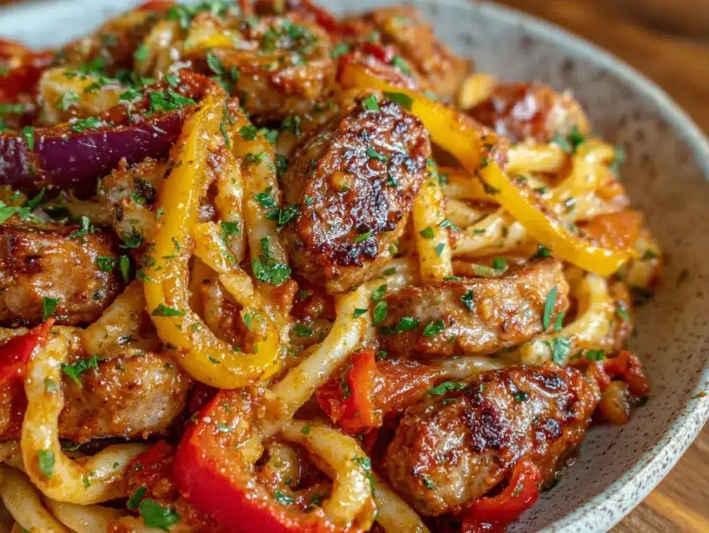 creamy sausage and peppers pasta - featured image