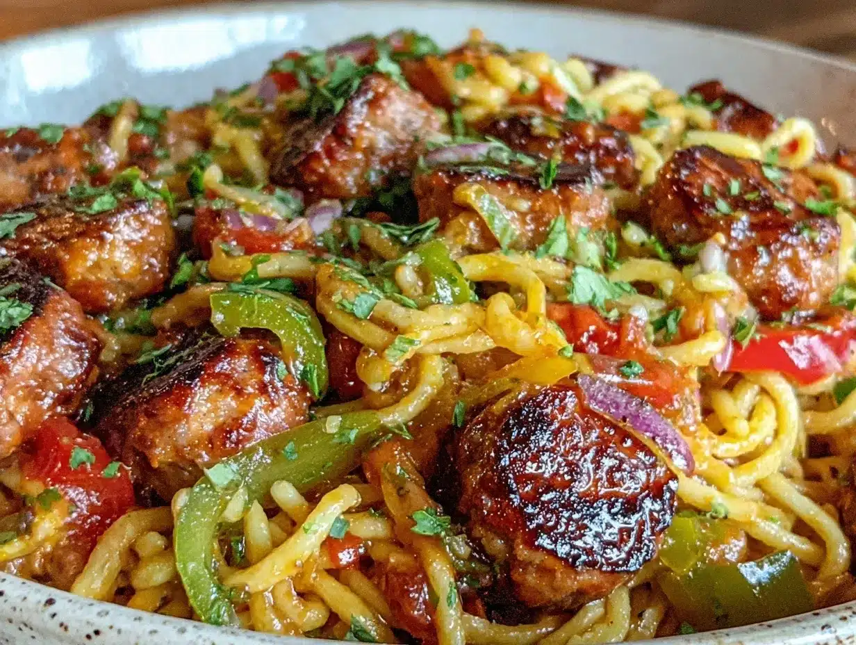 creamy sausage and peppers pasta preparation steps