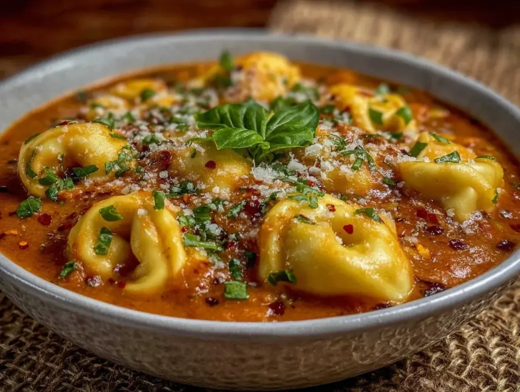 creamy tomato tortellini soup - featured image