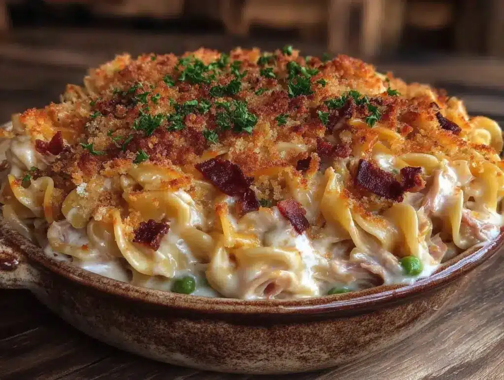 creamy tuna noodle casserole - featured image