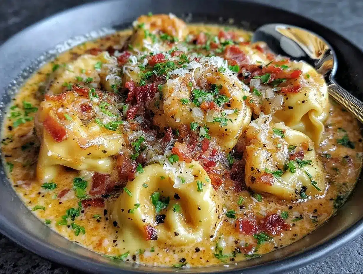 creamy tuscan garlic tortellini soup preparation steps