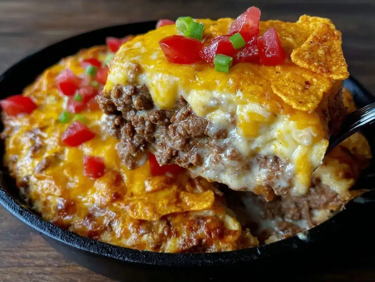 crispy cheesy taco bake with doritos preparation steps