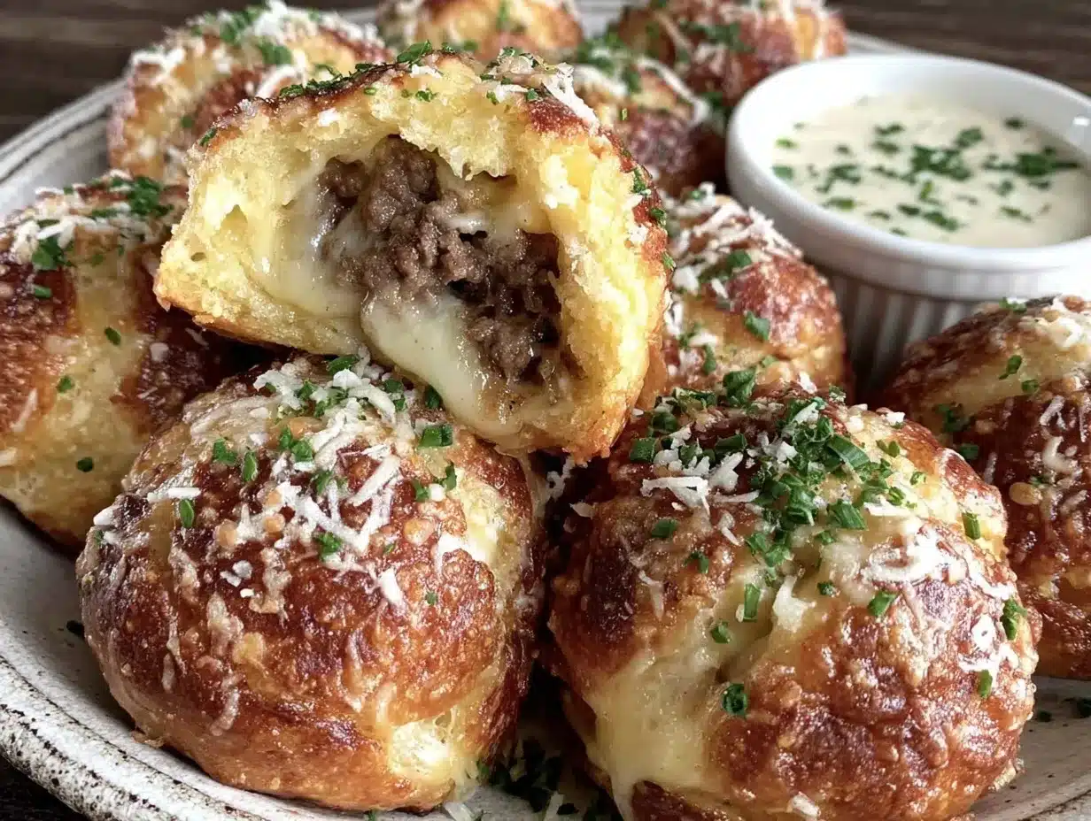 crispy garlic parmesan cheeseburger bombs preparation steps