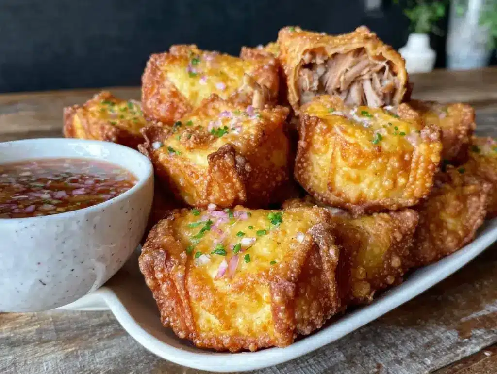 crispy pulled pork egg rolls - featured image