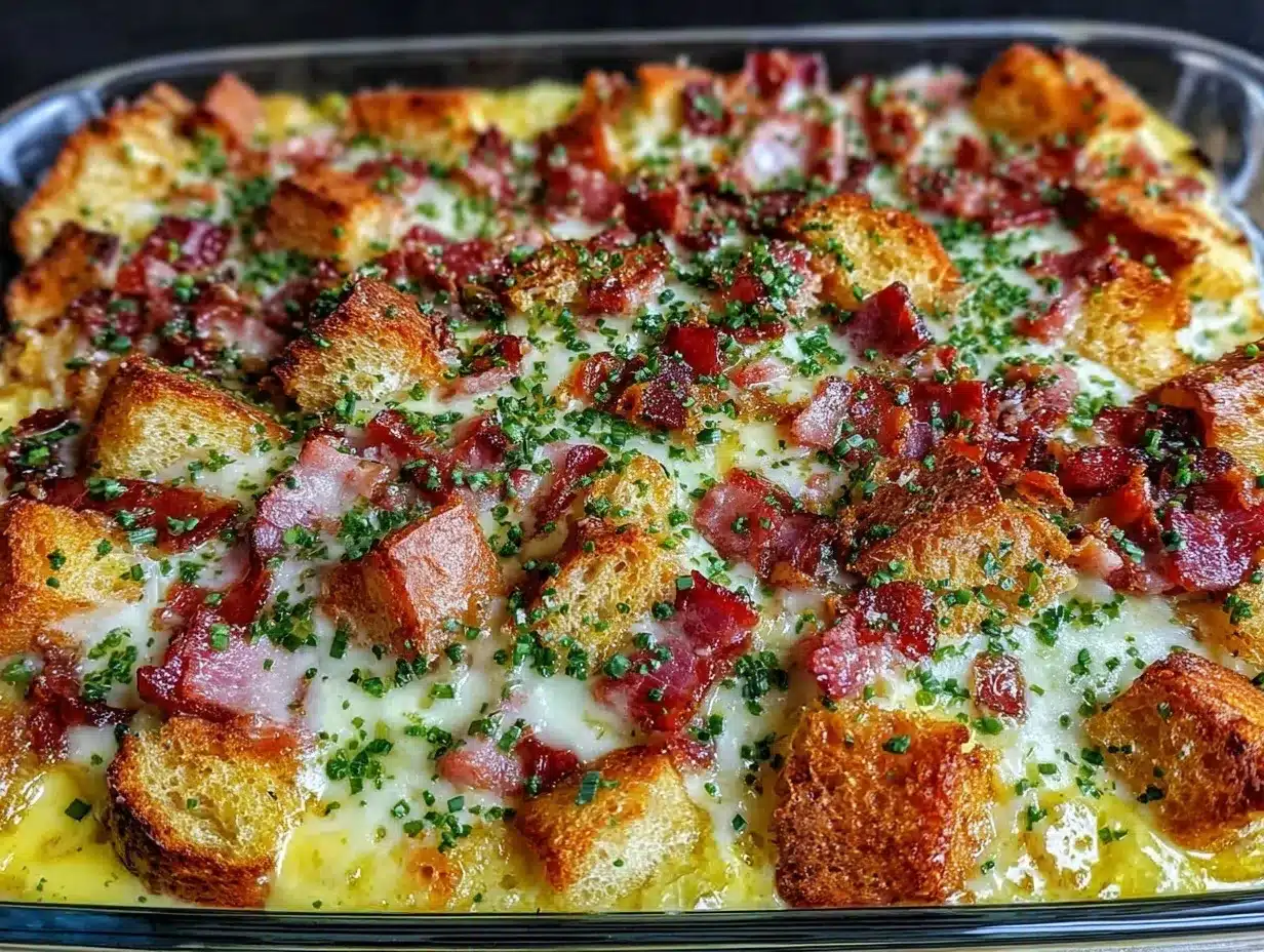 easy creamy eggs benedict casserole preparation steps