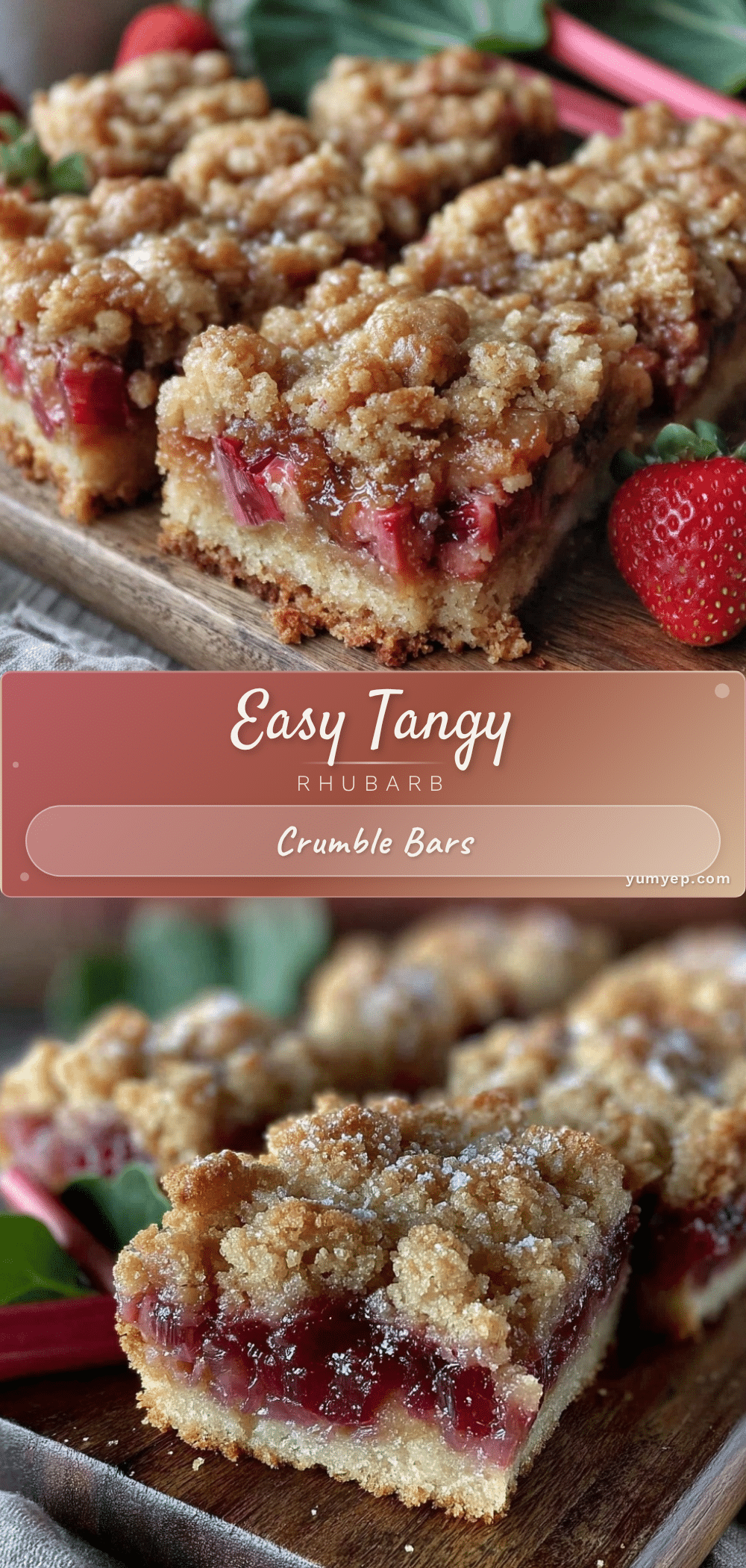 Easy Tangy Rhubarb Crumble Bars recipe