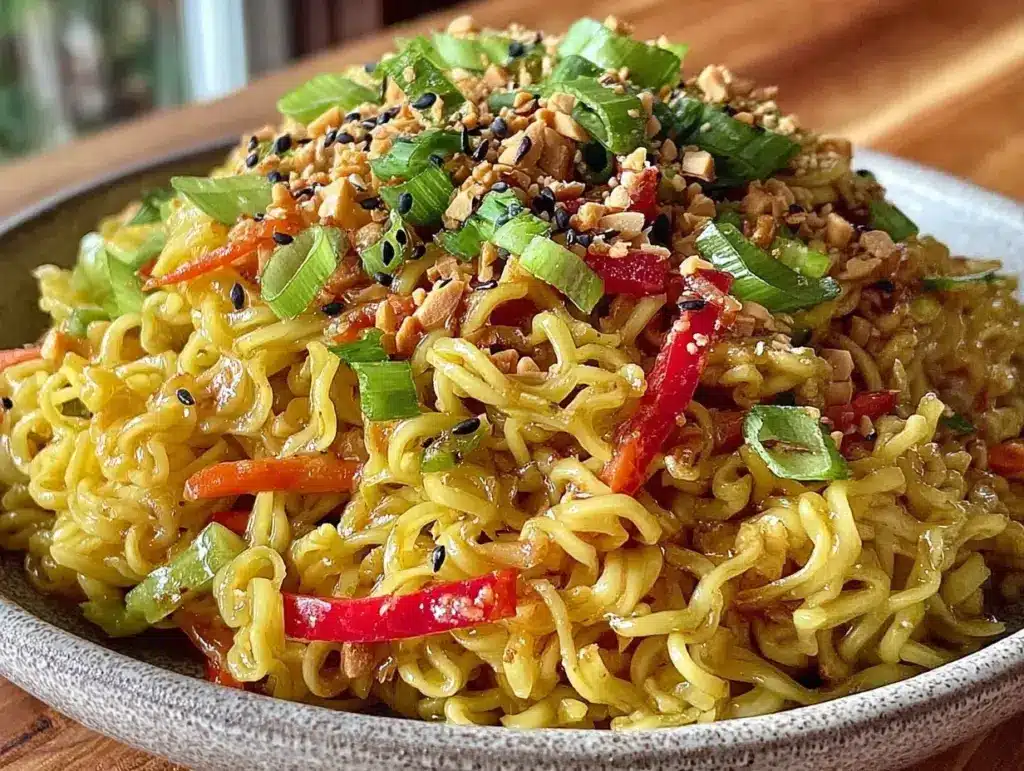 fresh asian ramen noodle salad - featured image