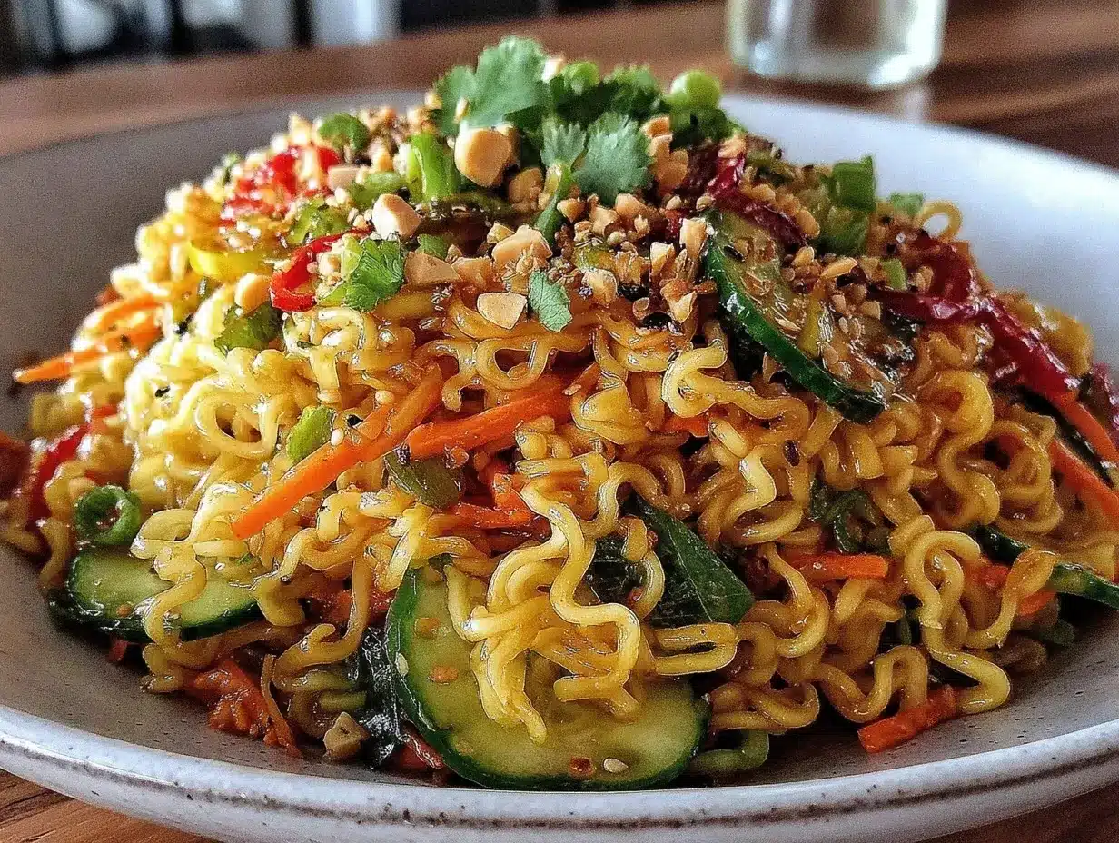 fresh asian ramen noodle salad preparation steps