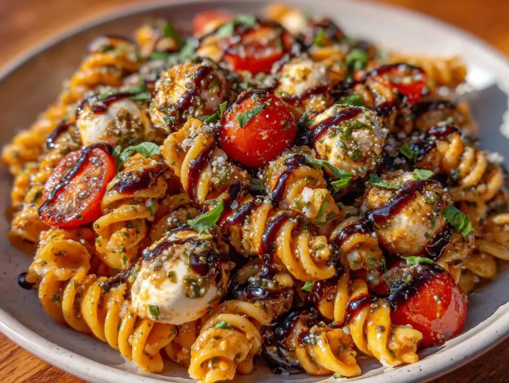 fresh Caprese pasta salad - featured image