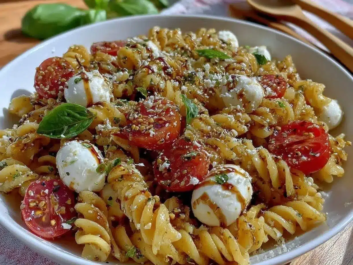 Fresh Caprese Pasta Salad preparation steps