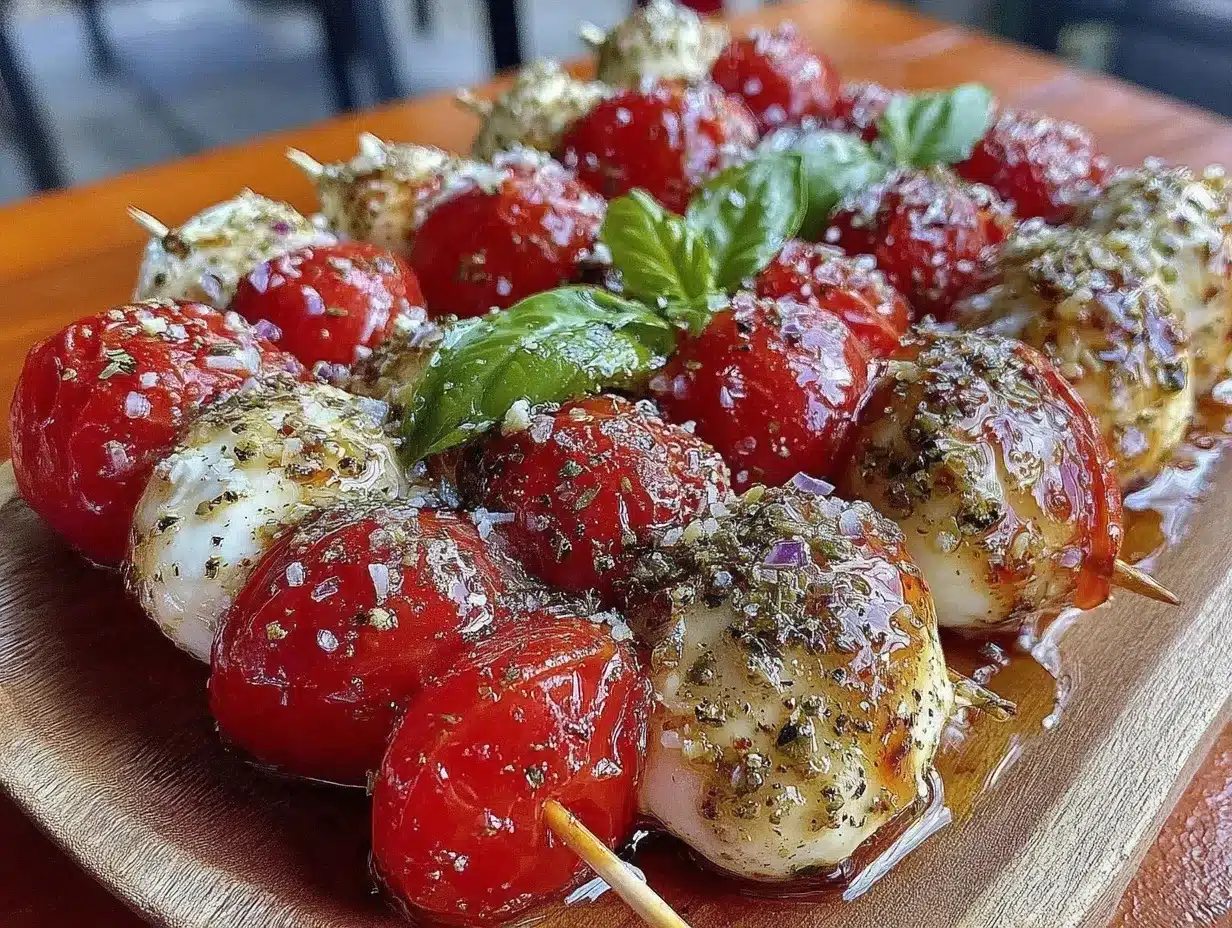 fresh caprese skewers preparation steps