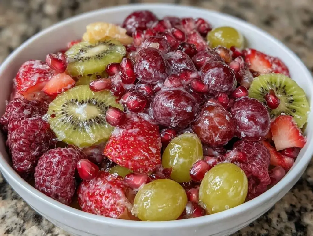 fresh christmas fruit salad - featured image